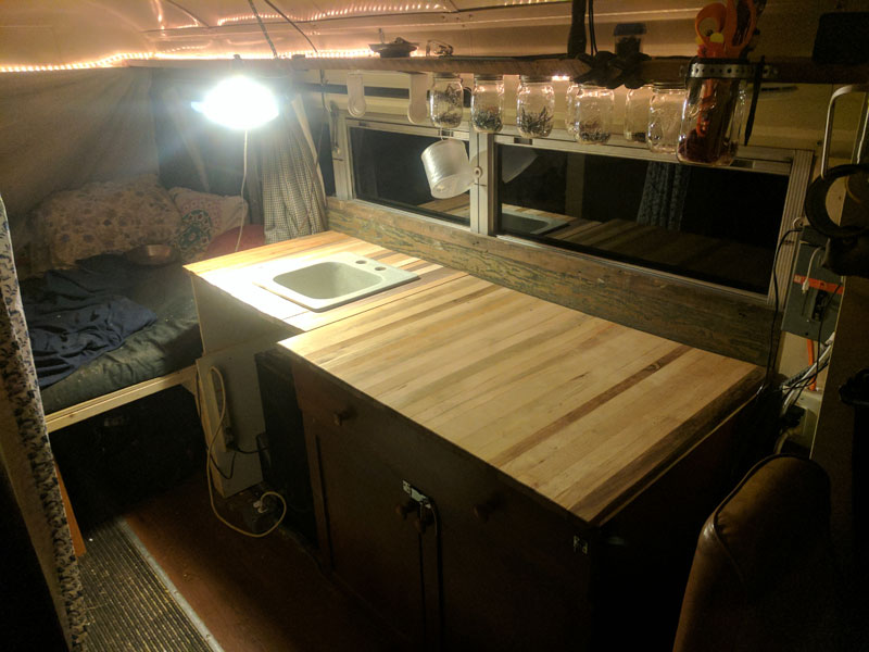 Butcher Block School Bus Countertops