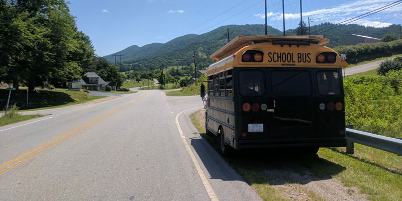 School Bus RV Rooftop Deck Construction